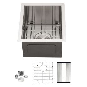 Undermount Sink Stainless Steel 18 Gauge Single Bowl Kitchen Sink Basin with Strainer (size: 17"X19")
