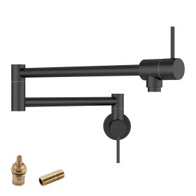 360-Degree Wall Mounted Pot Faucet,Pot Filler Faucet with Dual Swivel (Color: Black)