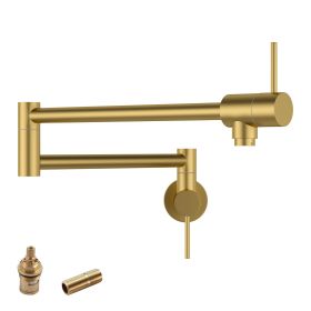360-Degree Wall Mounted Pot Faucet,Pot Filler Faucet with Dual Swivel (Color: Gold)