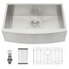 Farmhouse Apron Handmade Stainless Steel Kitchen Sink, Apron Front Single Bowl Bar Sink with Drain Kit