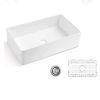 Aquacubic White Finish Reversible single bowl Ceramic Farmhouse Apron Front Kitchen Sink with Bottom Grid and Basket Strainer