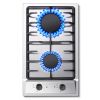Gas Cooktop 12 Inch, Bulit-in Propane Stove 2 burner, Stainless Steel /Tempered Glass Gas Stove Top, 2 Burner Propane Cooktop, NG/LPG Convertible RV S