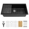 Quartz Kitchen Sink -  Black granite composite Workstation undermount kitchen sink