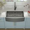30-inch/33-inch/36-inch Single Bowl 18-Gauge T-304 Stainless Steel Gunmetal Black Undermount Farmhouse Apron Front Kitchen Sink