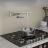 Traditional Wall Mount Stove Swing Arm Folding 2 Handles 360°Rotation Dual Joints Pot Filler Kitchen Faucet with ABS Faucet Aerator