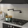 Traditional Wall Mount Stove Swing Arm Folding 2 Handles 360°Rotation Dual Joints Pot Filler Kitchen Faucet with ABS Faucet Aerator
