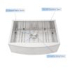 Farmhouse Apron Handmade Stainless Steel Kitchen Sink, Apron Front Single Bowl Bar Sink with Drain Kit