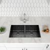 Lordear Undermount Kitchen Sink Double Bowl 18 Gauge Gunmetal Black Stainless Steel Sink