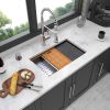 Undermount Kitchen Sink Single Bowl 16 Gauge Stainless Steel Workstation Sink Brushed Nickel /Gunmetal Black