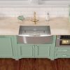 Farmhouse Apron Handmade Stainless Steel Kitchen Sink, Apron Front Single Bowl Bar Sink with Drain Kit