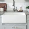 Aquacubic White Finish Reversible single bowl Ceramic Farmhouse Apron Front Kitchen Sink with Bottom Grid and Basket Strainer