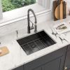 33 Inch Undermount Kitchen Sink Single Bowl 18 Gauge Gunmetal Black Stainless Steel Sink