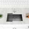 33 Inch Undermount Kitchen Sink Single Bowl 18 Gauge Gunmetal Black Stainless Steel Sink