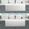 Aquacubic White Finish Reversible single bowl Ceramic Farmhouse Apron Front Kitchen Sink with Bottom Grid and Basket Strainer