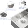 Undermount Kitchen Sink Single Bowl 16 Gauge Stainless Steel Workstation Sink Brushed Nickel /Gunmetal Black