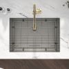 33 Inch Undermount Kitchen Sink Single Bowl 18 Gauge Gunmetal Black Stainless Steel Sink