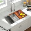 Undermount Kitchen Sink Single Bowl 16 Gauge Stainless Steel Workstation Sink Brushed Nickel /Gunmetal Black