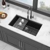 Quartz Kitchen Sink -  Black granite composite Workstation undermount kitchen sink