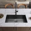 Aqucubic Large Gunmetal Black Handmade 304 Stainless Steel Undermount Kitchen Sink with Accessories