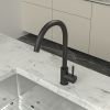 High Arc 360° Swivel Spout Single handle Matte Black or Gold Kitchen Bar Sink Faucet with Water Supply Hoses