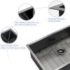 Undermount Kitchen Sink Single Bowl 16 Gauge Stainless Steel Workstation Sink Brushed Nickel /Gunmetal Black