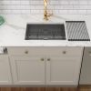 33 Inch Undermount Kitchen Sink Single Bowl 18 Gauge Gunmetal Black Stainless Steel Sink