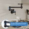 Traditional Wall Mount Stove Swing Arm Folding Pot Filler Kitchen Faucet 2 Handle Double 360° Rotatable Joints