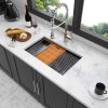 Undermount Kitchen Sink Single Bowl 16 Gauge Stainless Steel Workstation Sink Brushed Nickel /Gunmetal Black