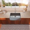 Farmhouse Apron Handmade Stainless Steel Kitchen Sink, Gunmetal Black Single Bowl Bar Sink with Strainer