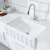 Aquacubic White Finish Reversible single bowl Ceramic Farmhouse Apron Front Kitchen Sink with Bottom Grid and Basket Strainer